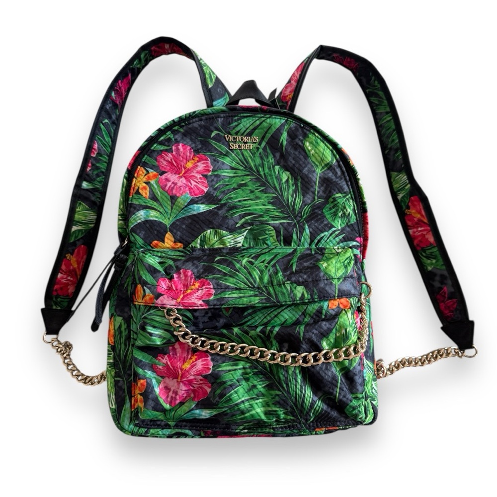 ❗️Sold❗️NWT Victoria’s Secret Hot Tropic City Backpack Floral Gold Chain